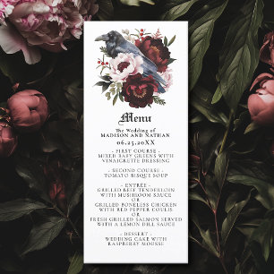 Menu de Casamento Raven Gótico Romântico