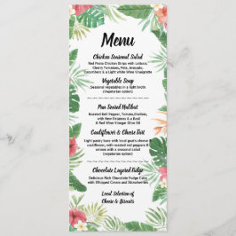 Menu de Casamento Recepção Flores Aquarela Tropica