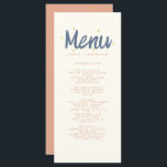 Menu de Casamento Retroativo da Tipografia de Manu<br><div class="desc">Pasta Azul Laranja Pasta Tipografia de Manuscrito Típica Foto Retroativa Menu Casamento</div>