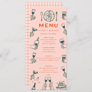 Menu de Casamento Retroativo desenhado à mão