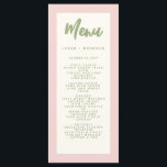 Menu de Casamento Retroativo Pinky com Escrita Man<br><div class="desc">Menu de Casamento Retroativo Pinky com Escrita Manual de Pastel</div>