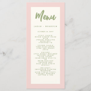 Menu de Casamento Retroativo Pinky com Escrita Man