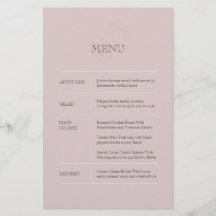 Menu de Casamento Rosa Moderno