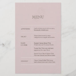 Menu de Casamento Rosa Moderno
