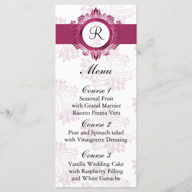 menu de casamento rosa monograma (Frente)