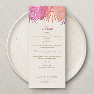 Menu de Casamento Rosa Tropical Beach