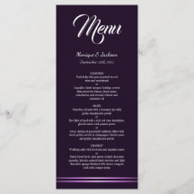 Menu de Casamento Roxo Moderno Minimalista