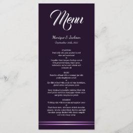 Menu de Casamento Roxo Moderno Minimalista