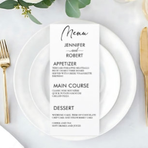 Menu de Casamento Russo da Caligrafia Minimalista