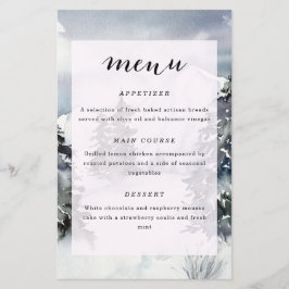 Menu de Casamento Russo de Cores Aquáticas das Mon
