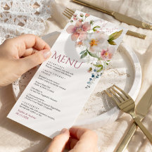 Menu de Casamento Russo Elegante de Flores Selvage