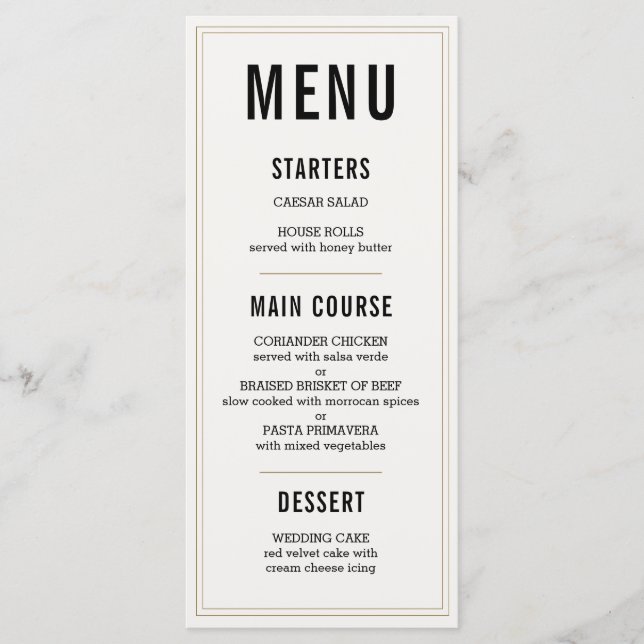 Menu de Casamento Russo Simples (Frente)