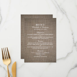 Menu de Casamento Rustic Burlap