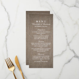 Menu de Casamento Rustic Burlap