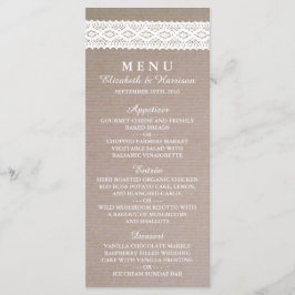 Menu de Casamento Rustic Kraft & Vintage White Lac