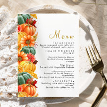 Menu de Casamento Rustic Pumpkin & Flowers