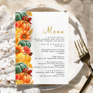 Menu de Casamento Rustic Pumpkin & Flowers