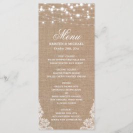 Menu de Casamento Rustic Shabby | Luzes de cordas