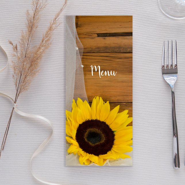 Menu de Casamento Rustic Sunflower Bridal Country (Criador carregado)