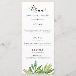 Menu de Casamento Rustic Tuscan Olive Branch