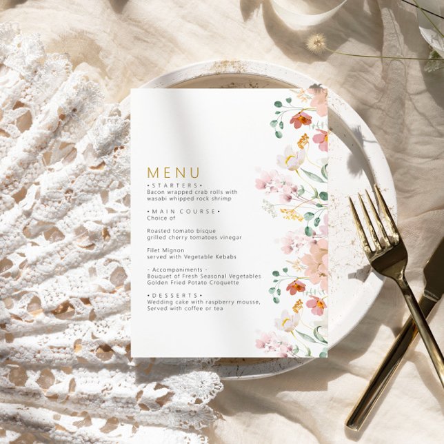 Menu de Casamento Rustic Wildflower (Criador carregado)