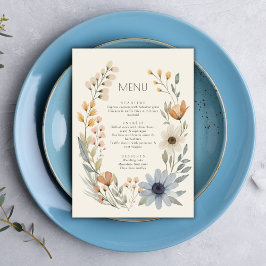Menu de Casamento Rustic Wildflower Wreath Garden