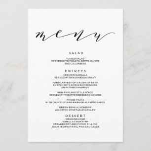 Menu de Casamento Simples da Caligrafia Românica