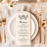 Menu de Casamento Simples de Desenho de Mão Floral<br><div class="desc">Elevem sua experiência de jantar de casamento com nosso Simples Menu de Casamento de Mão Floral. Com um delicado design floral desenhado à mão,  este menu adiciona um toque elegante às suas mesas. Itens correspondentes na nossa Coleção de Casamentos Desenhados de Mão Floral Elegante</div>