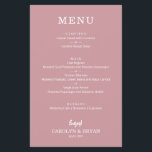 Menu de Casamento Simples de Rosa Dusty de Orçamen<br><div class="desc">Um excelente valor, os menus poeirentos de janto x 8, 5" são impressos em um papel colchete não revestido de 80 lb de peso leve e fino e apresentam suas opções de comida em letras brancas quentes. Perfeito para uma recepção de casamento moderna, janto de ensaio de casamento, festa de...</div>