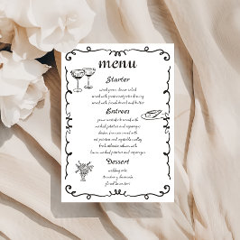 Menu de Casamento Simples Desenhado Pela Mão
