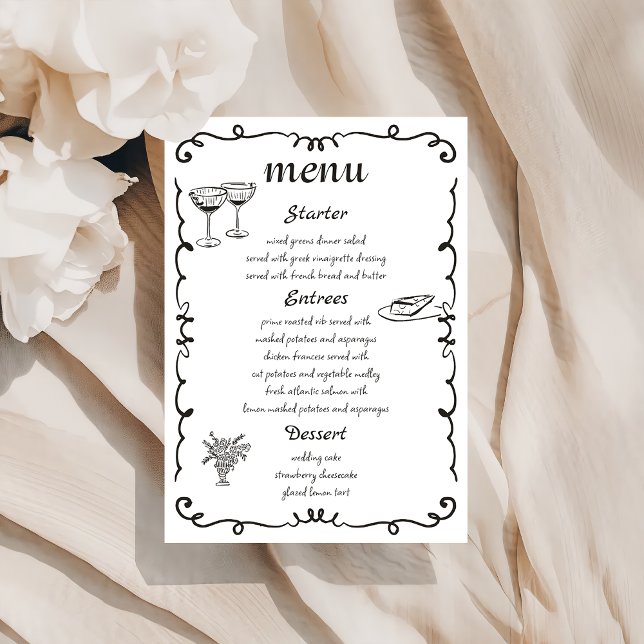 Menu de Casamento Simples Desenhado Pela Mão (Criador carregado)