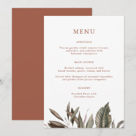 Menu de Casamento Simples do Terracotta Monograma