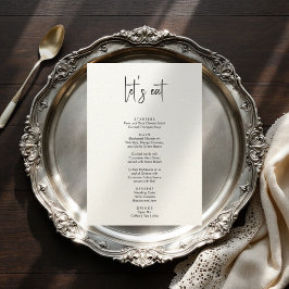Menu de casamento simples e elegante minimalista