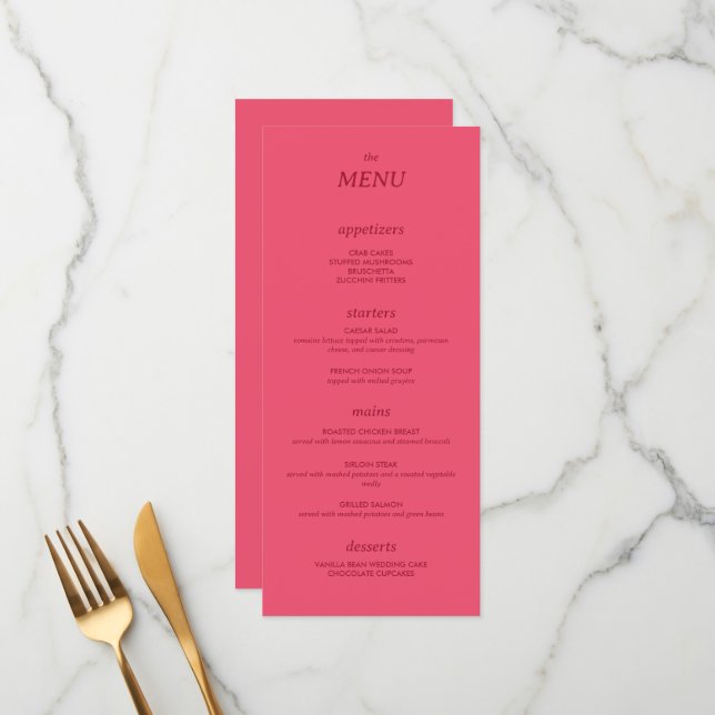 Menu de Casamento Simples e Simples Moderno Minima (Frente/Verso In Situ)