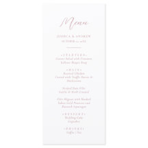 Menu de Casamento Simples Mínimo Pink e Branco Dus
