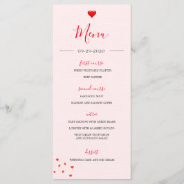 Menu de Casamento Simples Moderno do Coração Verme
