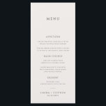 Menu de Casamento Simples Neutro do Portão de Marf<br><div class="desc">Este menu de casamento minimalista vai adicionar um toque de elegância à sua decoração de Festa de casamento. O fundo bege claro faz este excelente design para um casamento outono. Todo texto é editável, basta clicar em 'Personalizar este modelo'. Também estão disponíveis itens correspondentes, incluindo o pacote de convites e...</div>