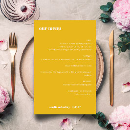 Menu de Casamento Simples Simples Amarelo Negrito