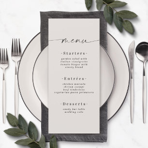 Menu de Casamento Sólido Simples de Gardenia Sólid