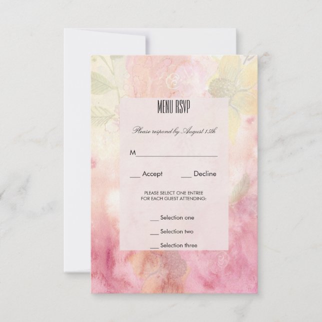 Menu de Casamento Sonho Romântico RSVP (Frente)