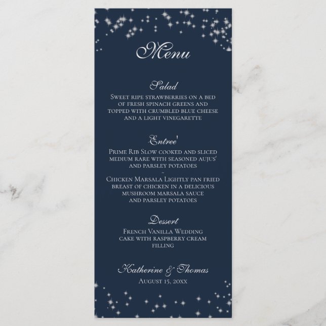 Menu de Casamento Starry Sky (Frente)