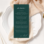 Menu de Casamento Teal de Script Elegante Moderno<br><div class="desc">Este belo convite faz parte de uma coleção inteira! Misture e combine cores e uva seus hóspedes com estes designs lindos e clássicos.</div>