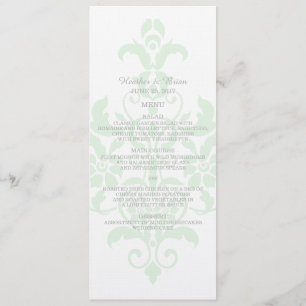 Menu de Casamento tema damasco Verde Sutil