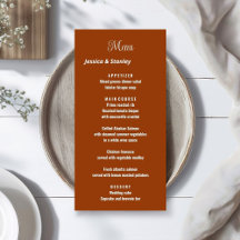 Menu de casamento Terracotta com script minimalist