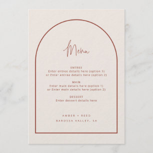 Menu de Casamento Terracotta Mínimo do Arch Modern
