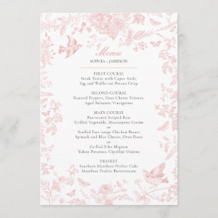 Menu de Casamento Toile de Jouy Rosa