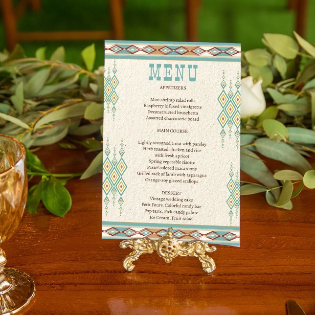 menu de casamento tribal do boho do sul (Criador carregado)