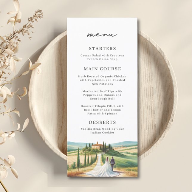 Menu de Casamento Tuscany Itália Aquarela (Criador carregado)