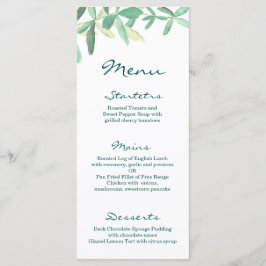 Menu de Casamento Verde Botânico Moderno