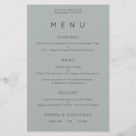 Menu de Casamento Verde do Simples Silvery Sage